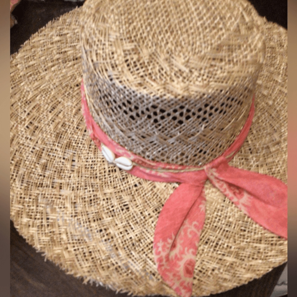 NEW! Wyeth Straw Sun Boater with Pink Ribbon